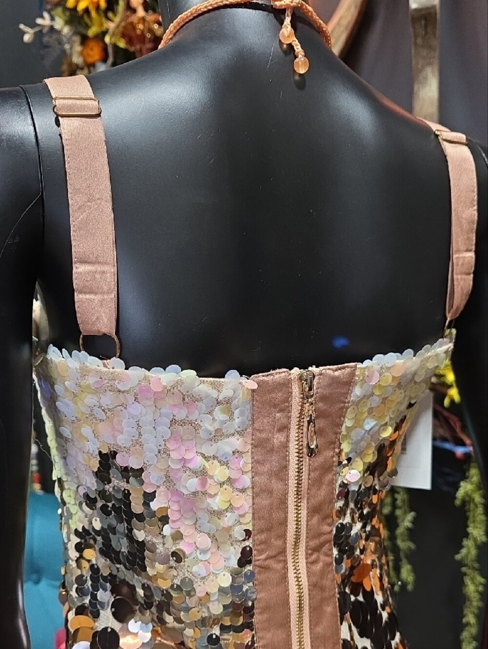 Luxxel Iridescent Sequin Mini Dress - Champagne, Rose, Gold - Picture 10 of 13